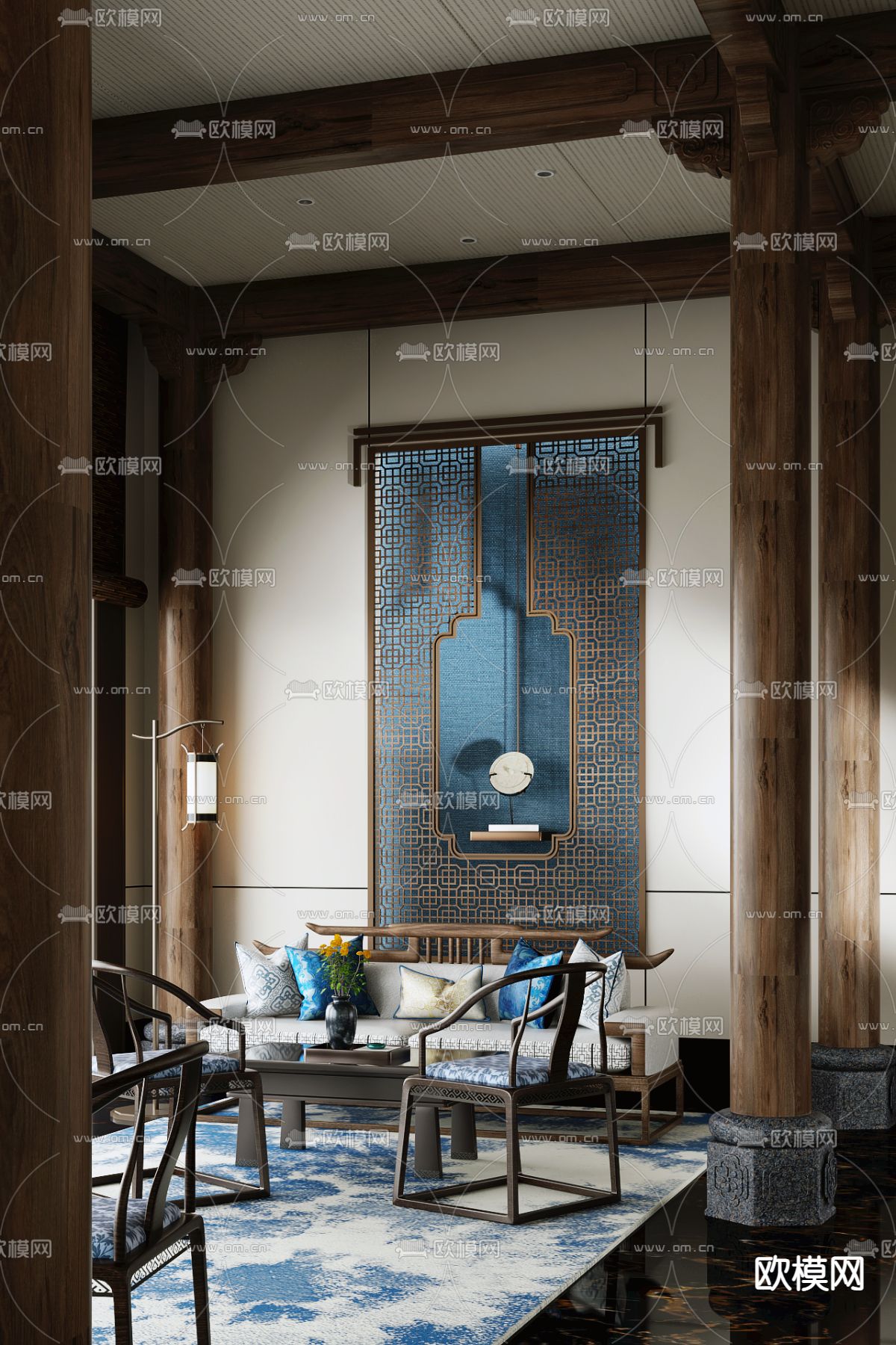 盘石设计 售楼处洽谈区3d模型下载（渲染图1）