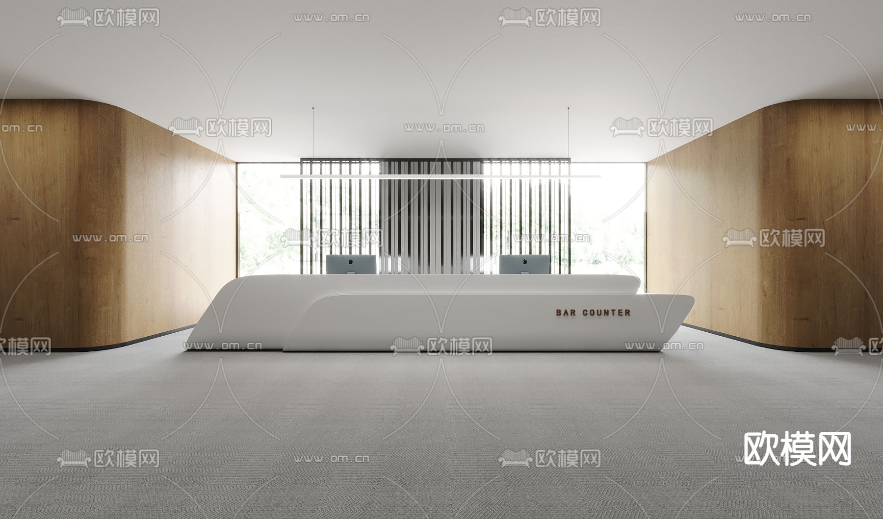 办公室前台 接待3d模型下载