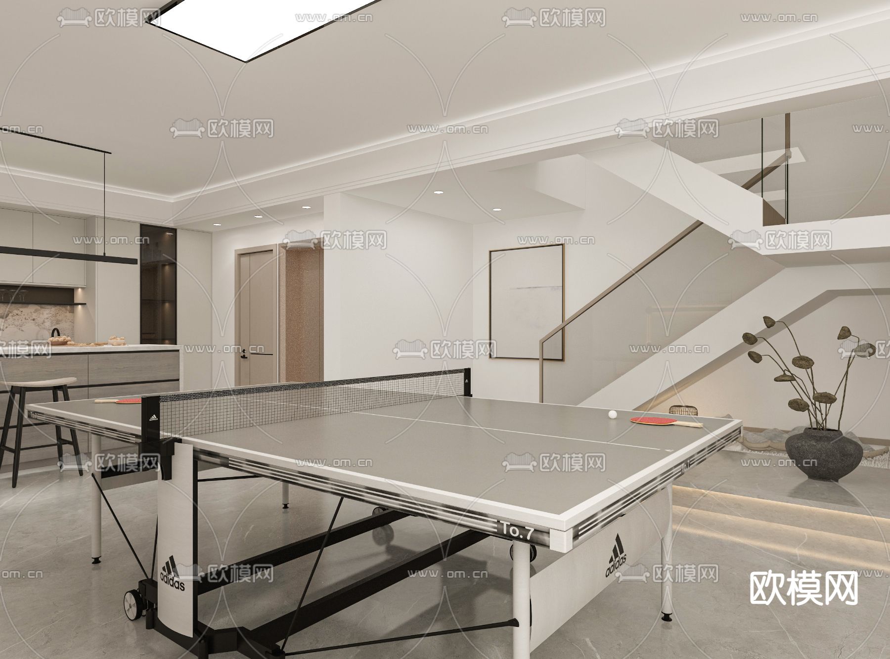 乒乓球桌3d模型下载（渲染图2）