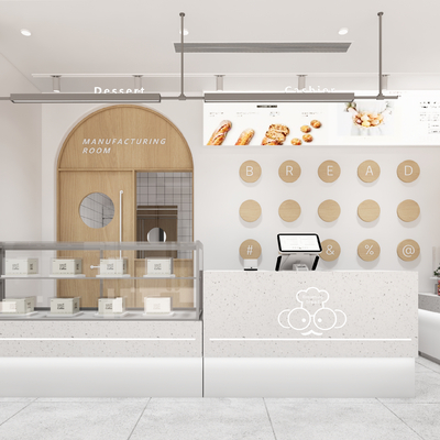  甜品面包店 奶茶店su模型 