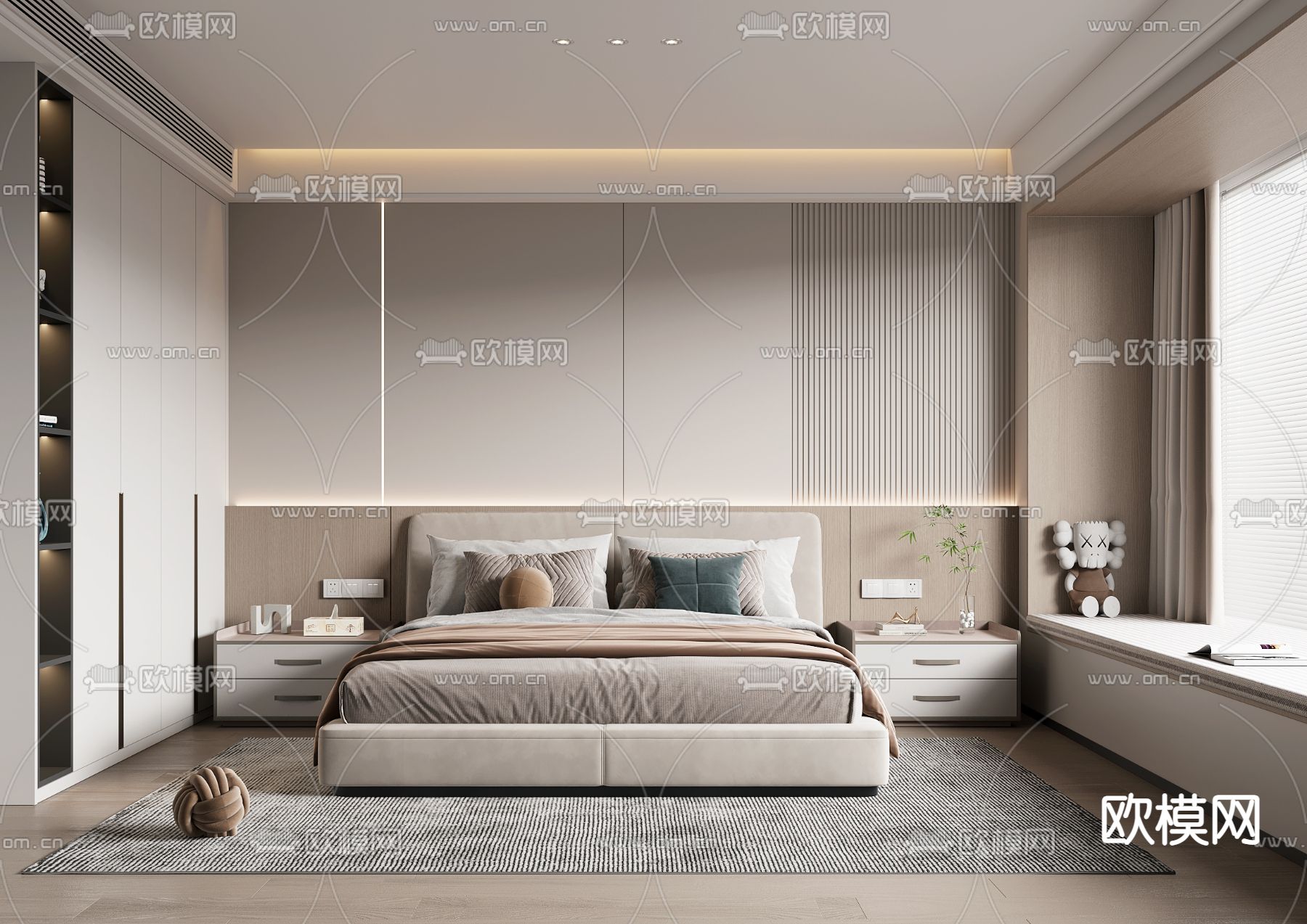 现代卧室 主人房3d模型下载