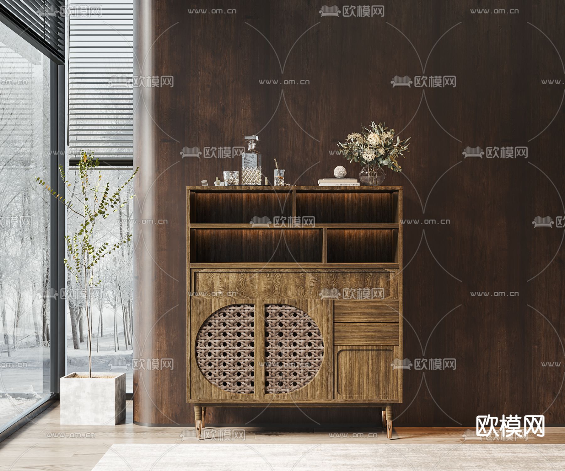 侘寂餐边柜3d模型下载