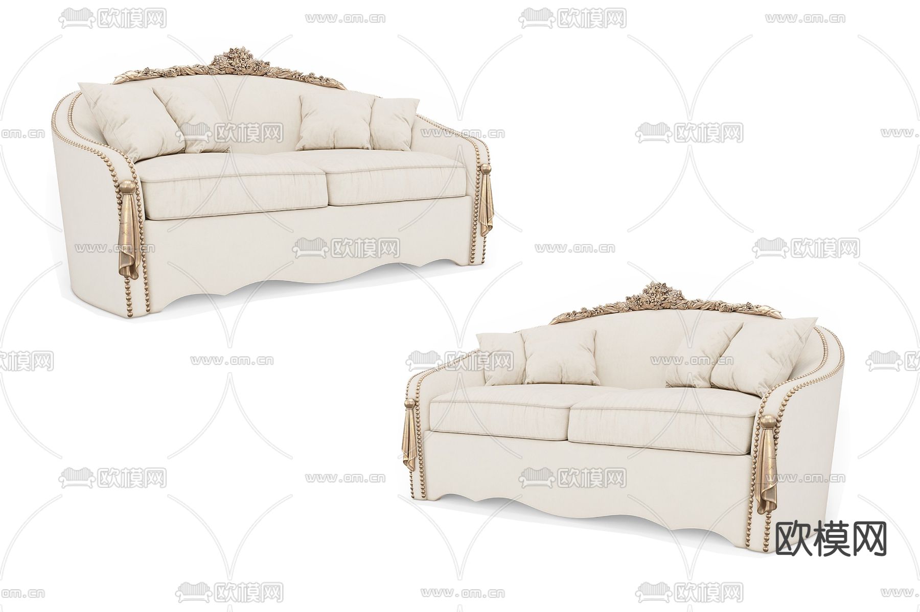 法式双人沙发3d模型下载