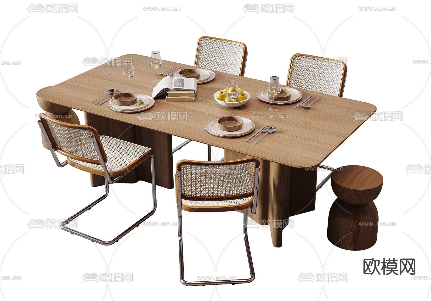 北欧餐桌椅3d模型下载