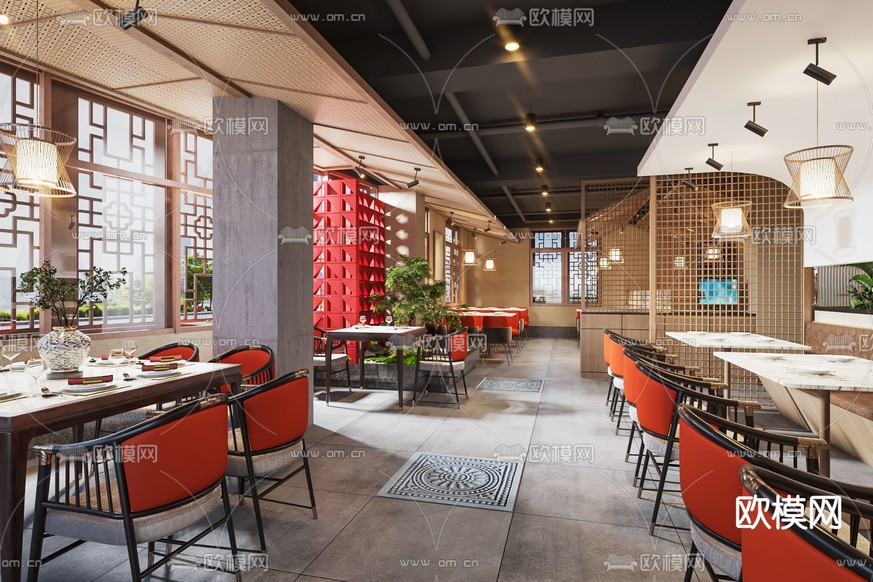 中餐厅3d模型下载_ID14130045_3dmax免费模型-欧模网