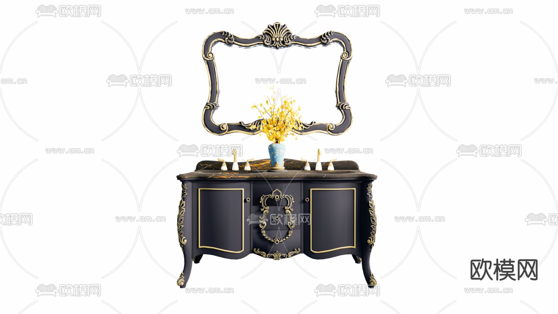 欧式浴室柜su模型下载（渲染图1）