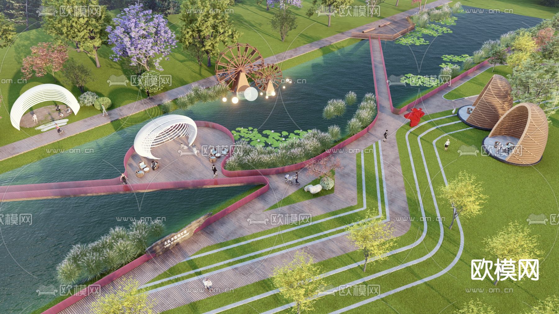 现代公园景观su模型下载（渲染图1）