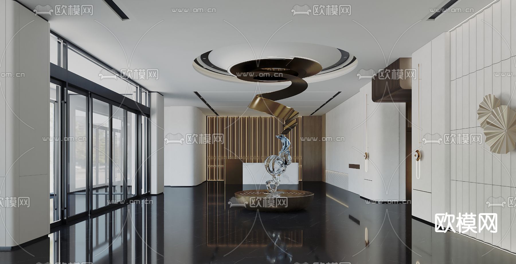 办公楼大堂 写字楼3d模型下载（渲染图1）