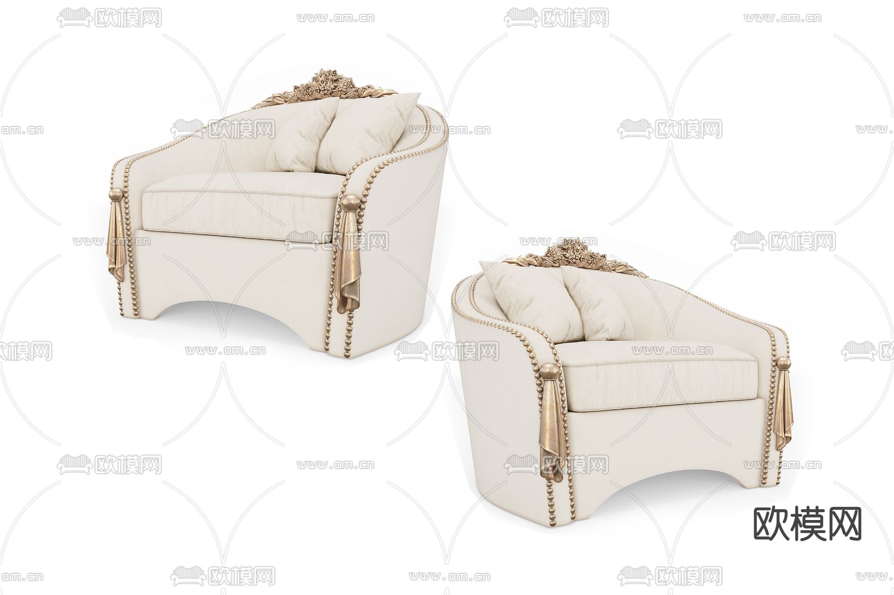 法式单人沙发3d模型下载