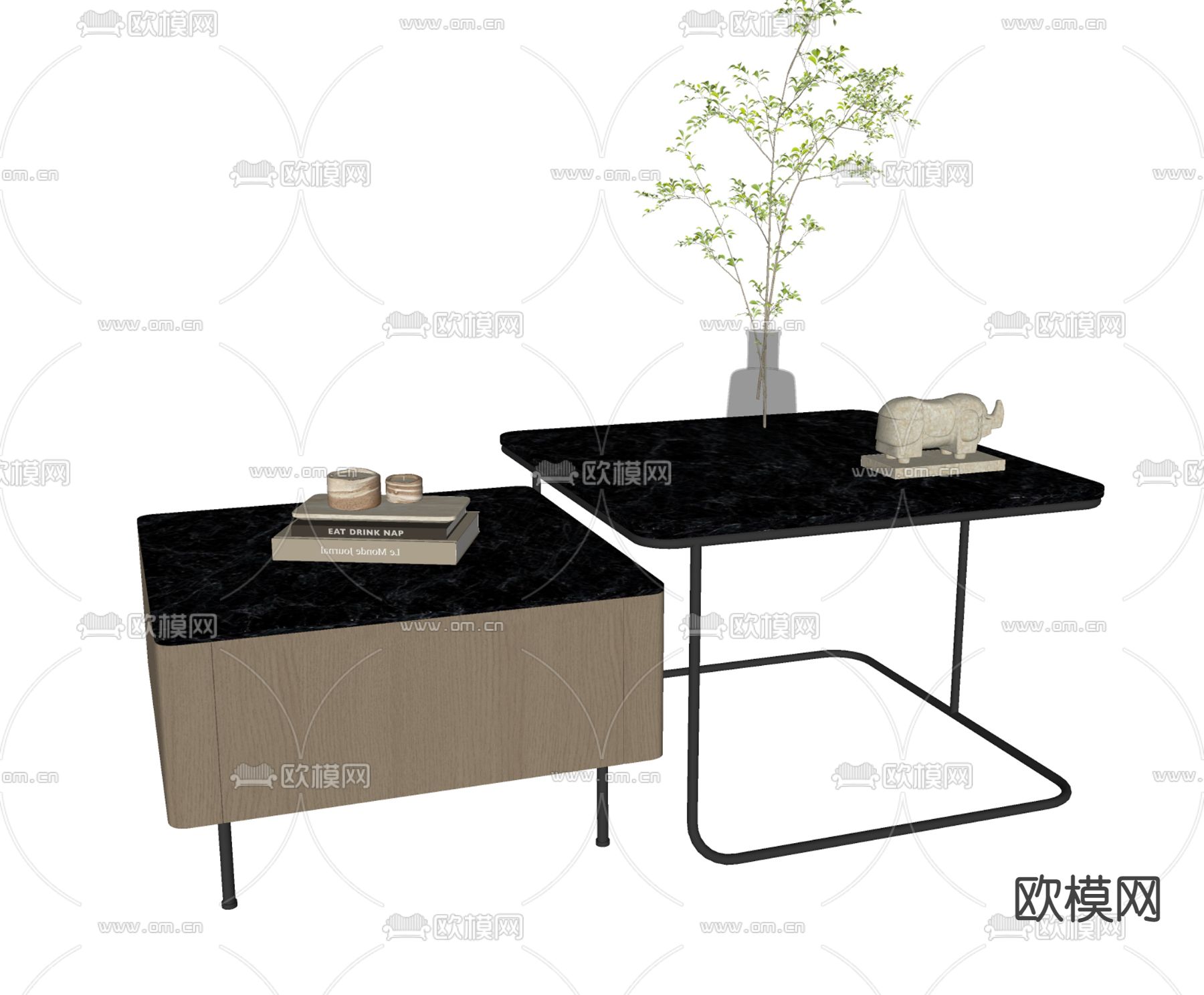 现代茶几su模型下载（渲染图2）
