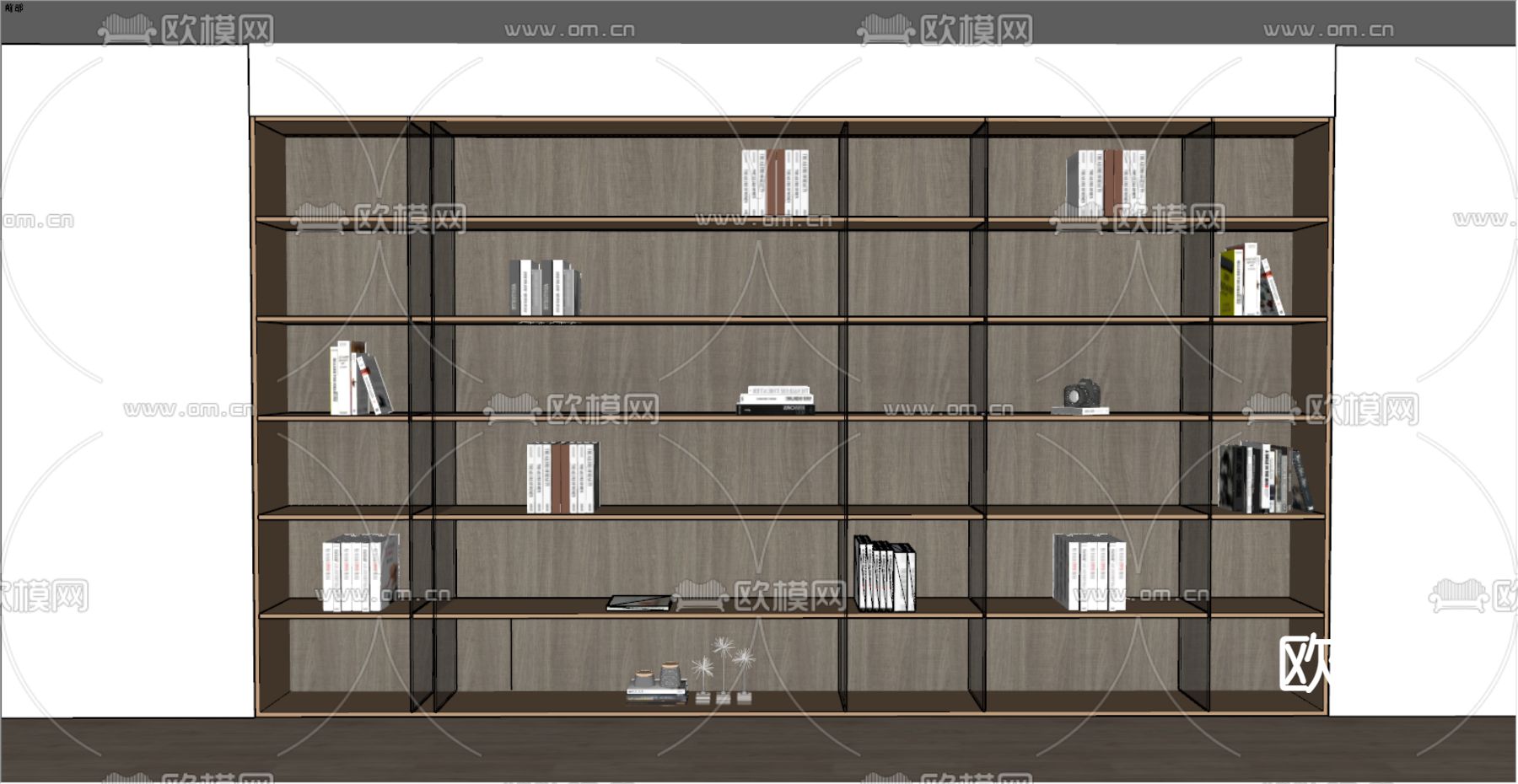 现代书柜su模型下载（渲染图2）