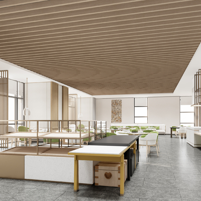  酒店自助餐厅su模型 