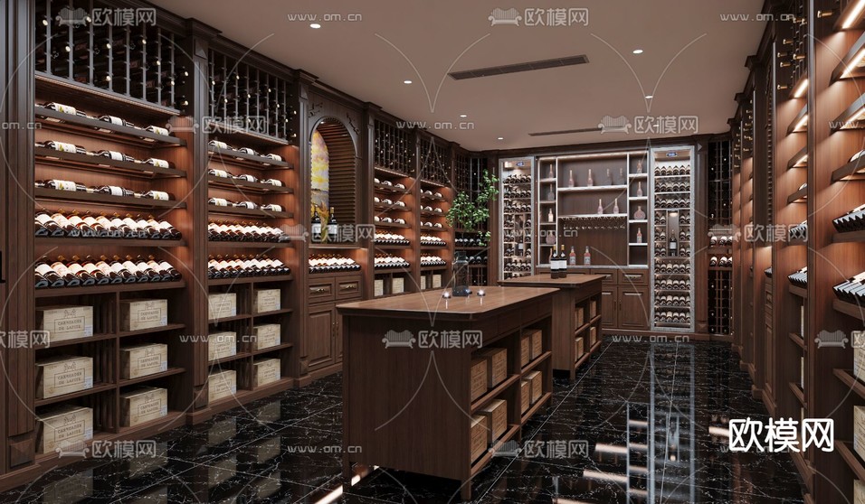 红酒酒窖 品酒室3d模型下载(渲染图2)