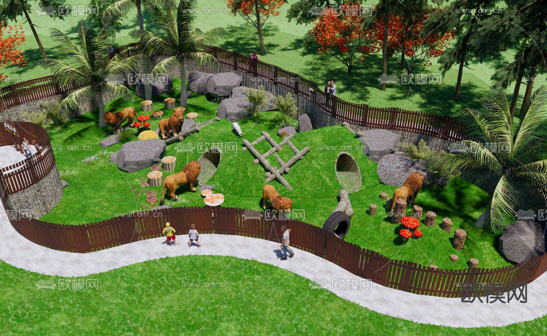 动物园狮子园艺小品su模型