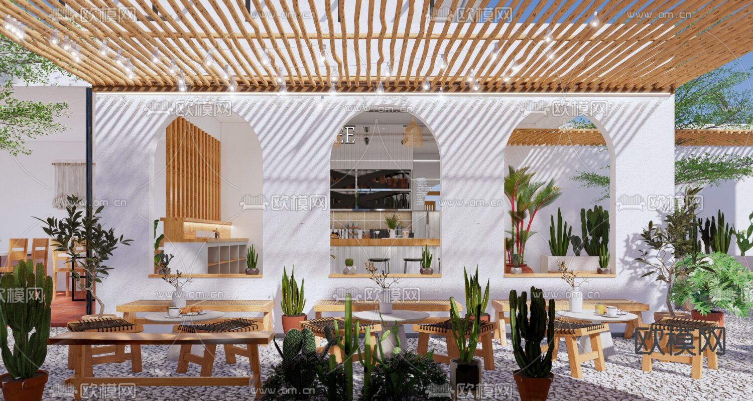 地中海咖啡厅su模型下载（渲染图1）