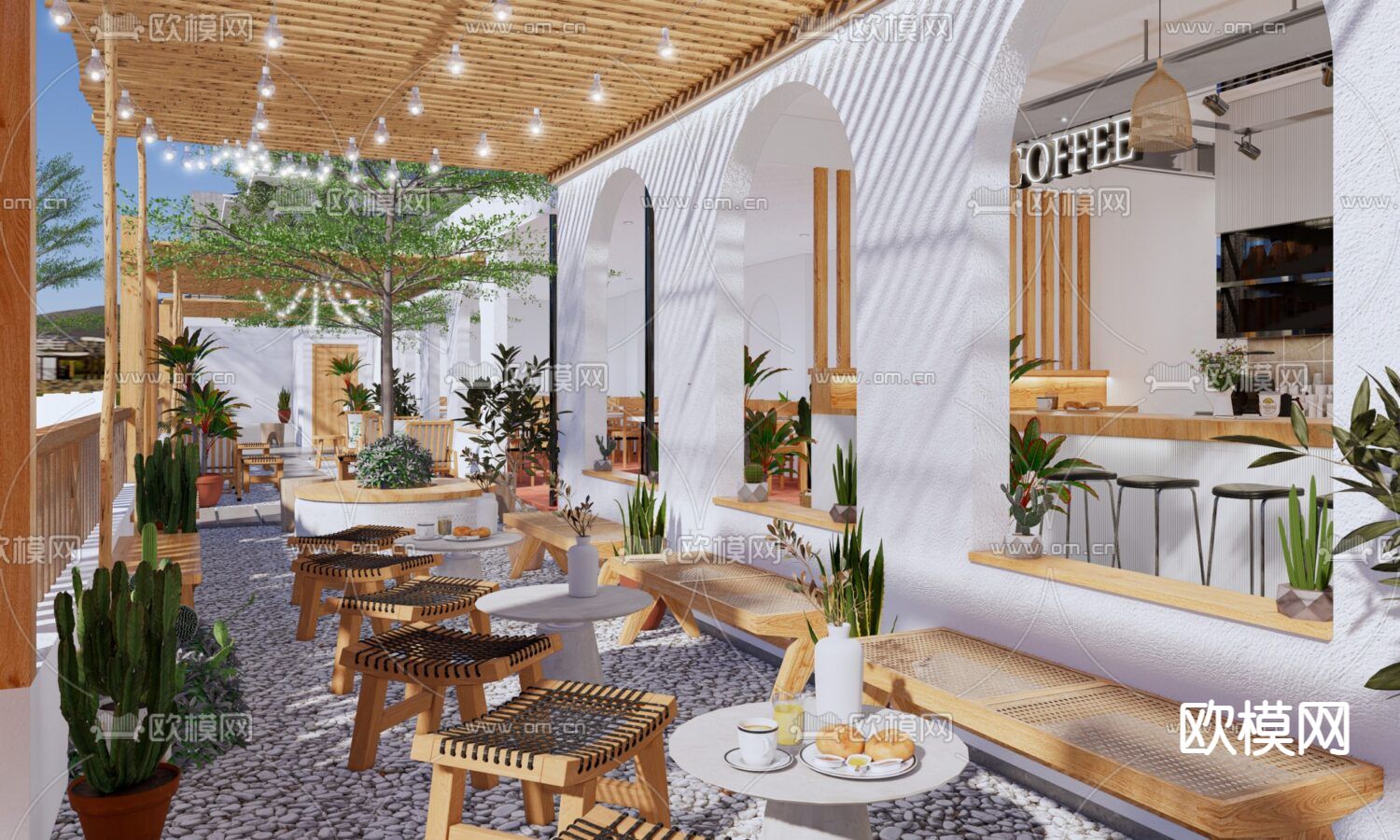 地中海咖啡厅su模型下载（渲染图5）