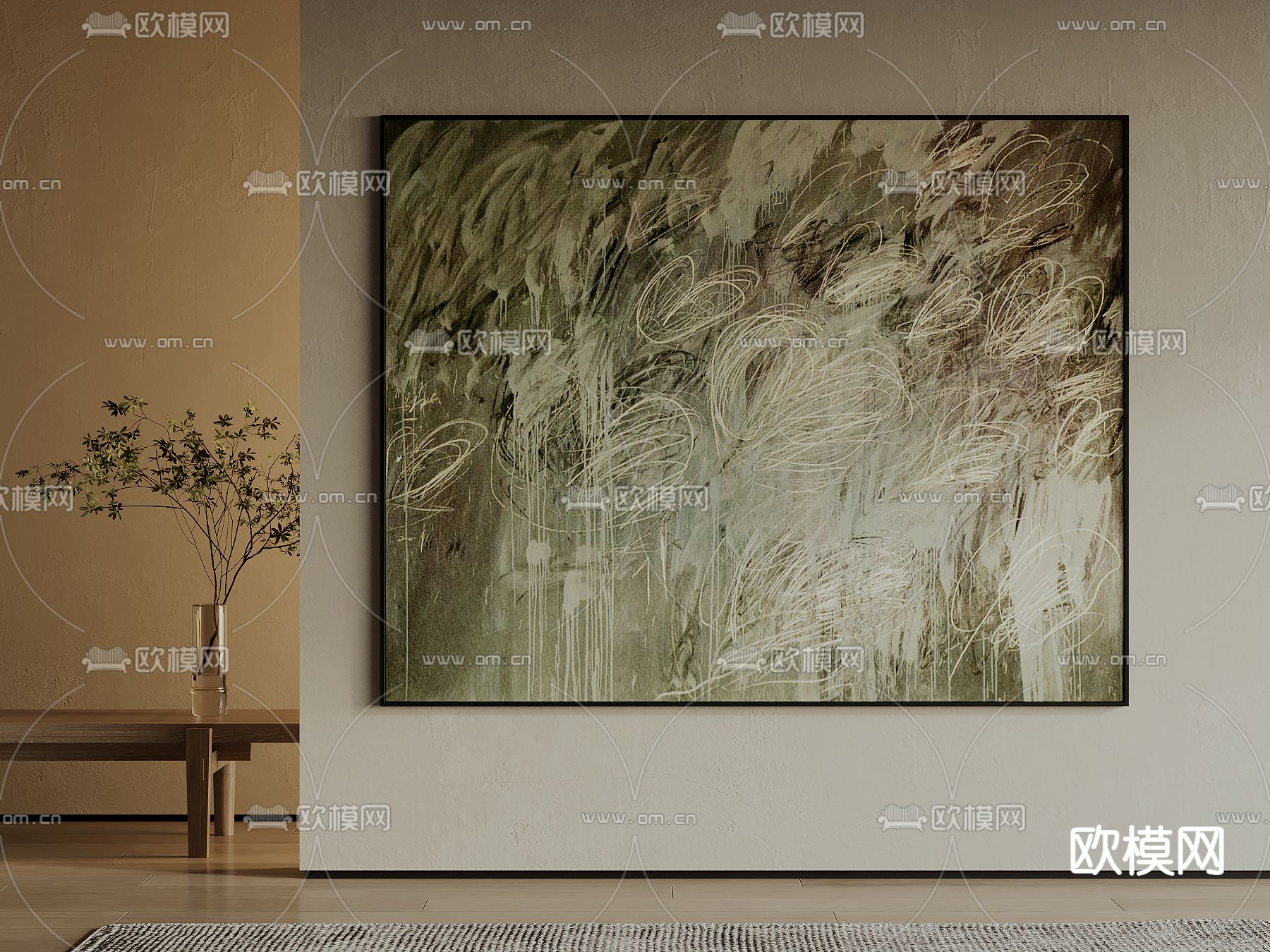 侘寂风装饰画su模型