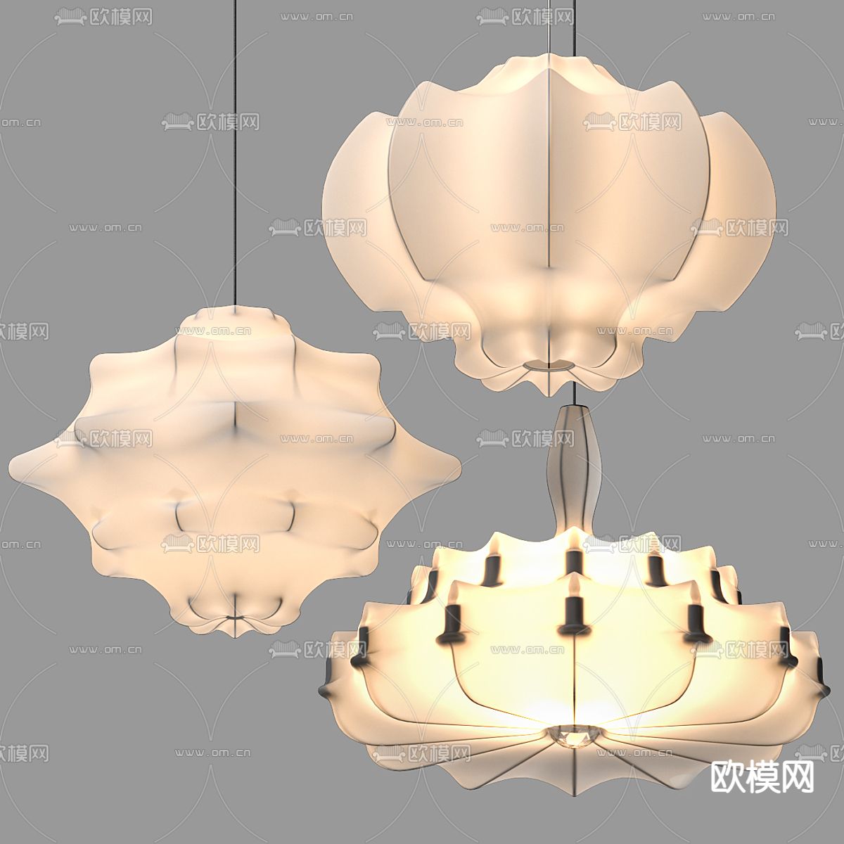 简欧吊灯 网纱灯3d模型下载