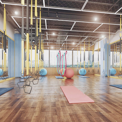  工业风瑜伽室 舞蹈室su模型 