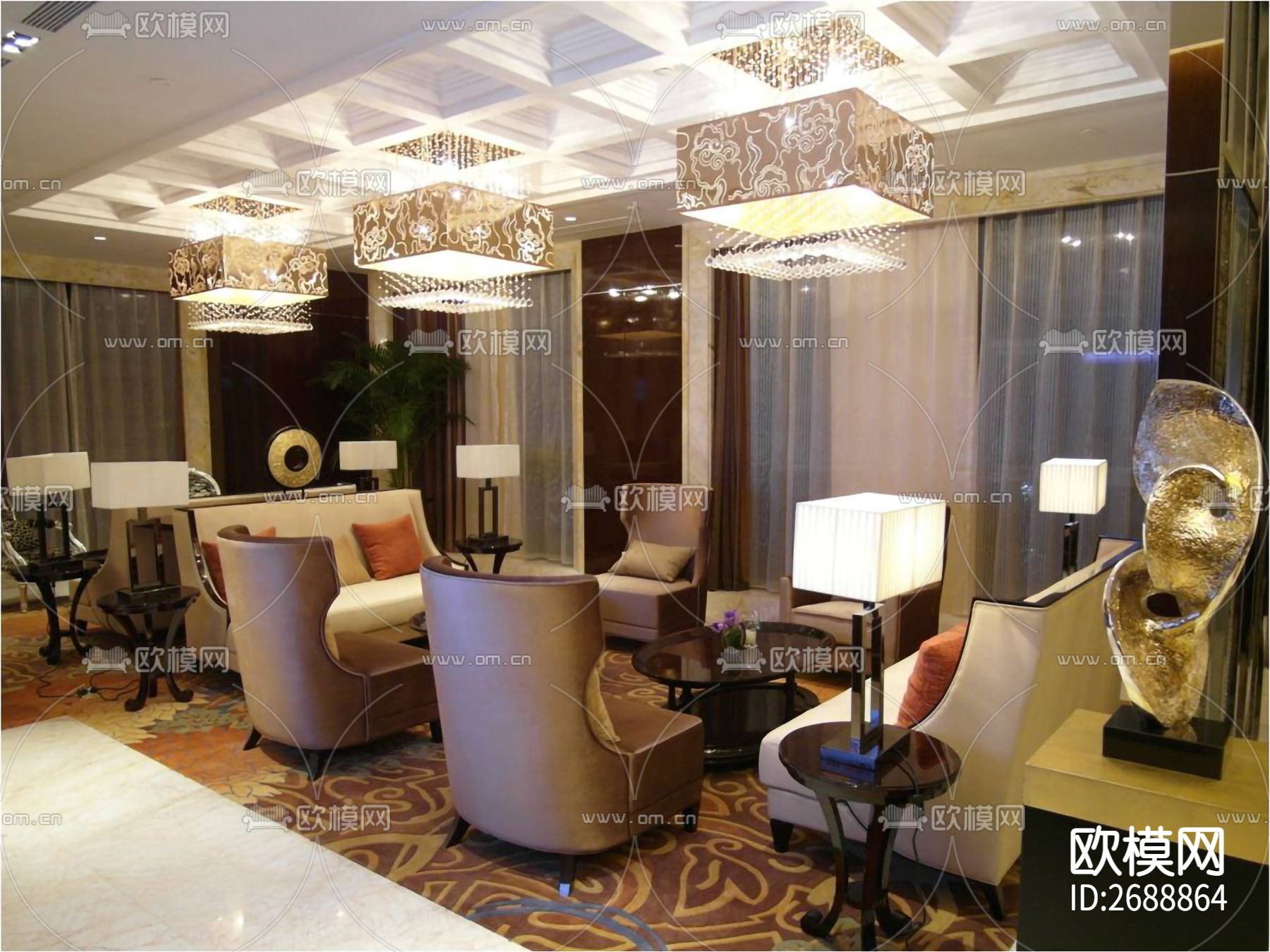 万达希尔顿客房cad施工图下载（渲染图5）