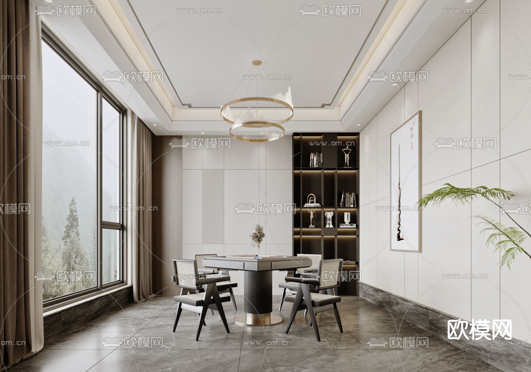 轻奢风棋牌室 麻将室3d模型下载