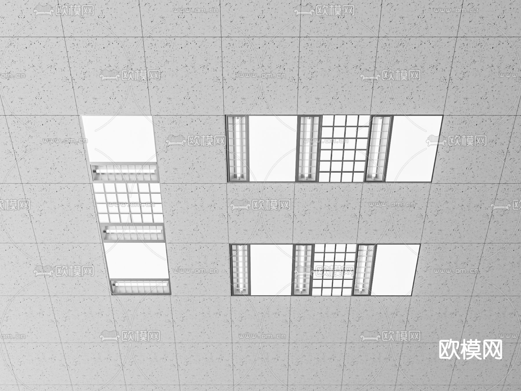 办公灯 格栅灯3d模型下载