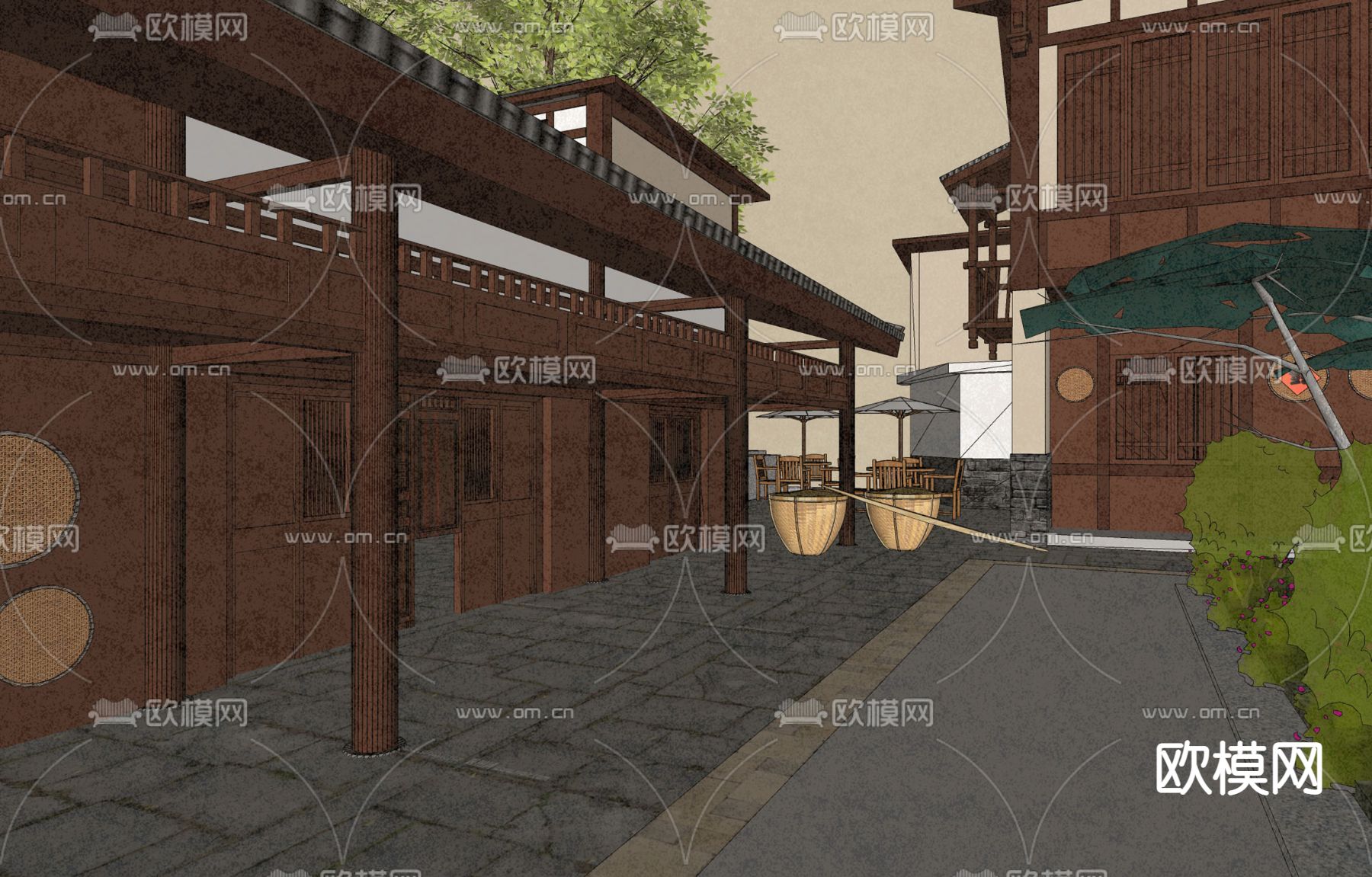 乡村民居院落su模型下载（渲染图4）