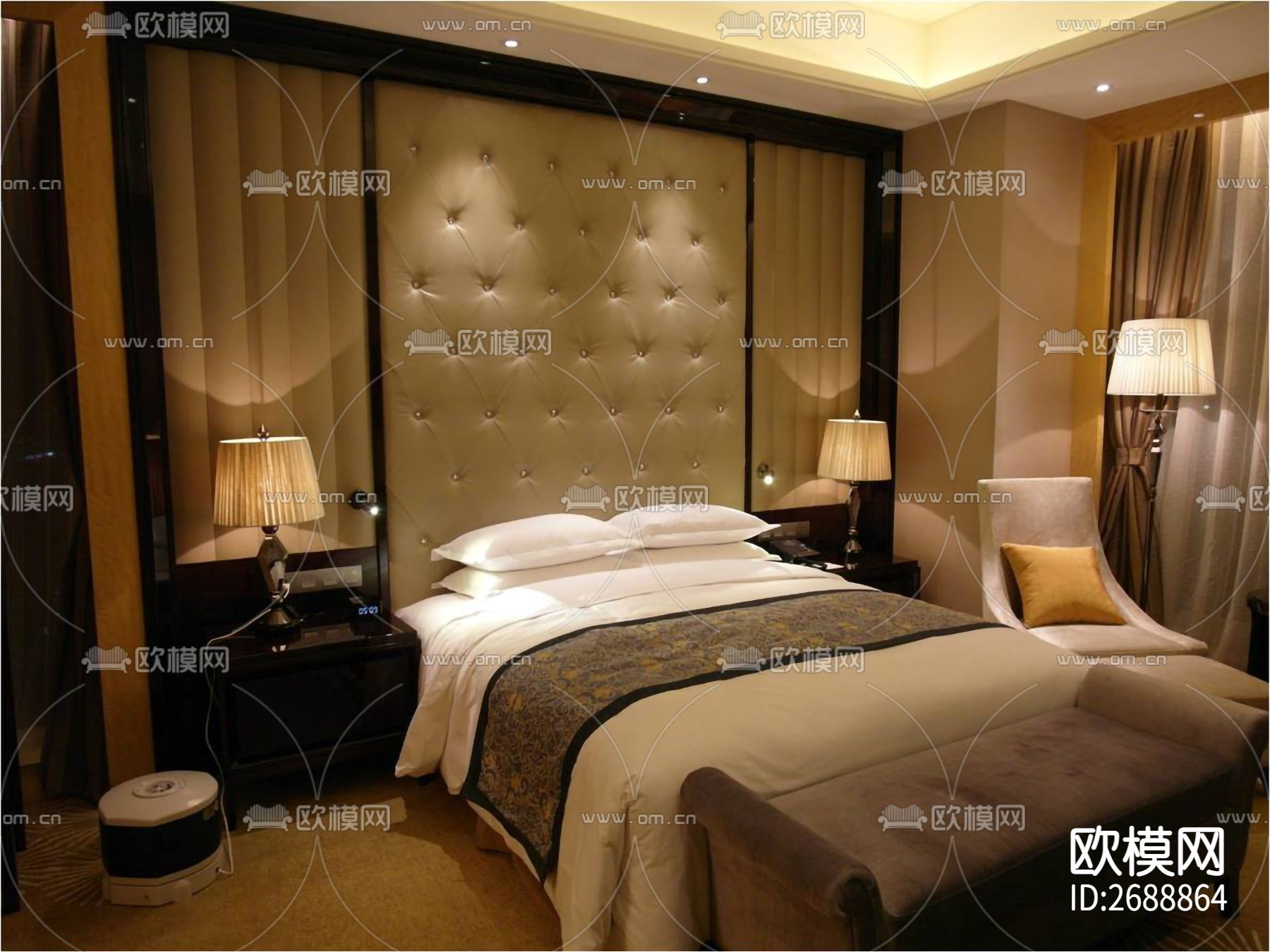 万达希尔顿客房cad施工图下载（渲染图4）