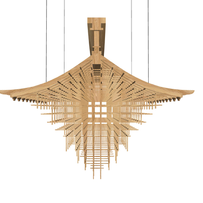  新中式屋檐装饰灯su模型 