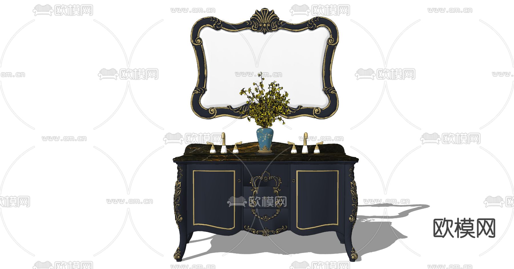 欧式浴室柜su模型下载（渲染图2）