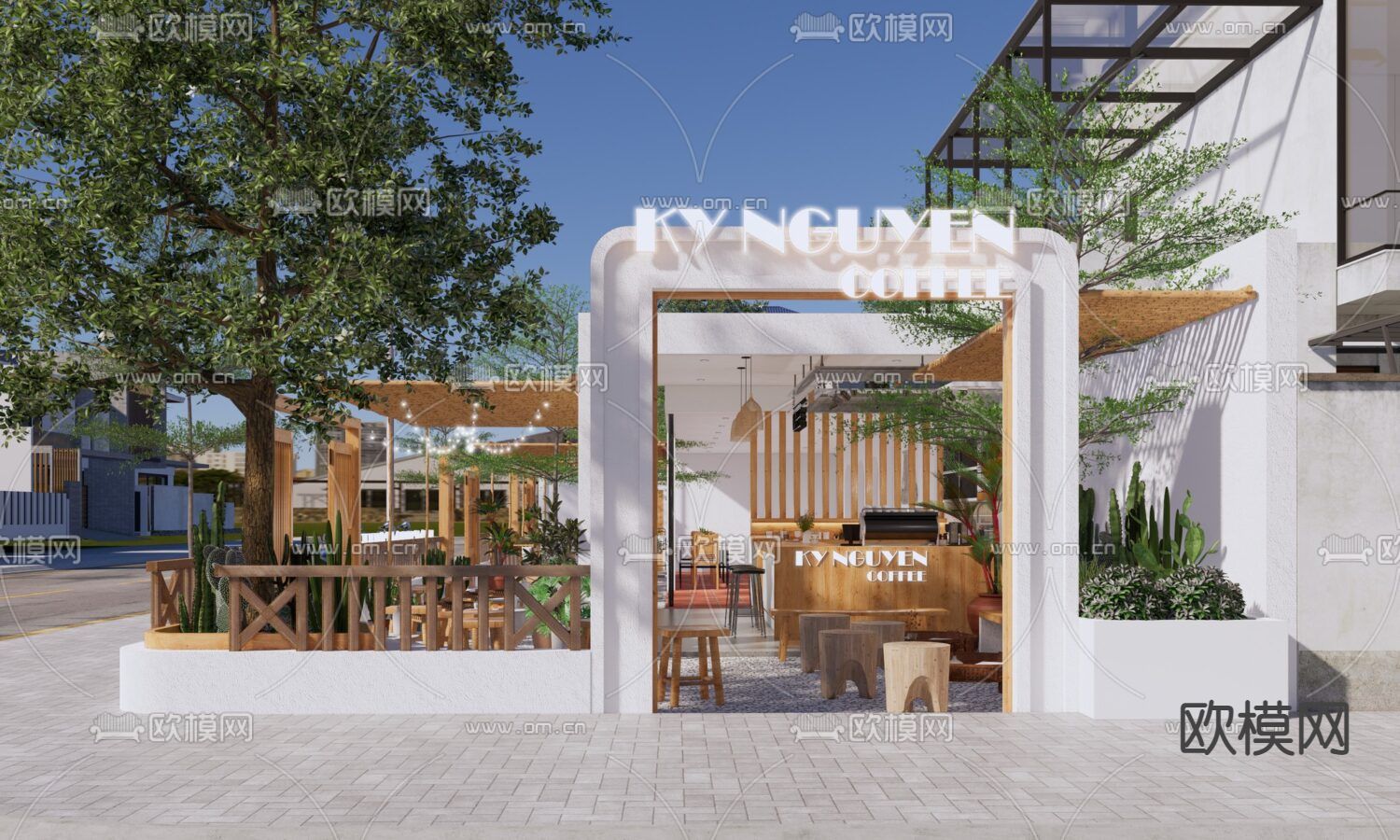 地中海咖啡厅su模型下载（渲染图2）