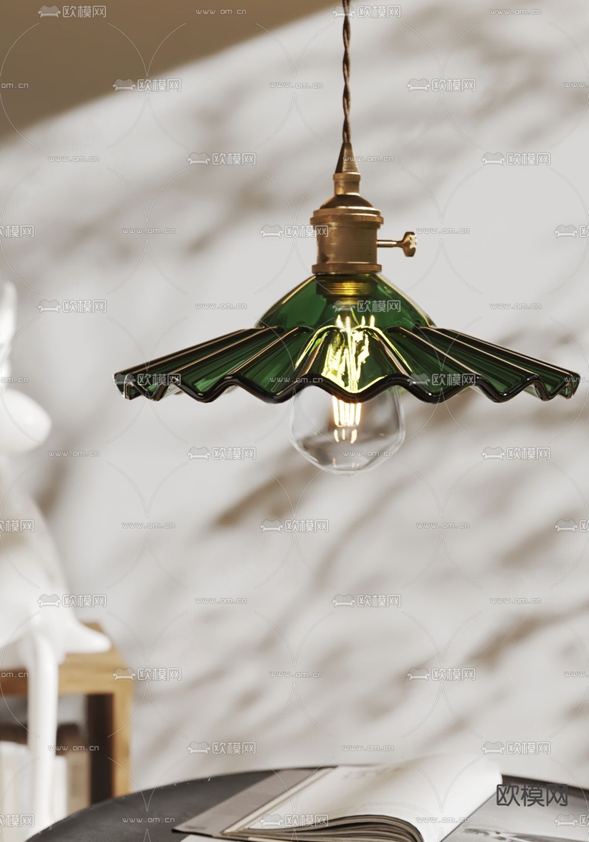 法式复古吊灯su模型下载（渲染图1）