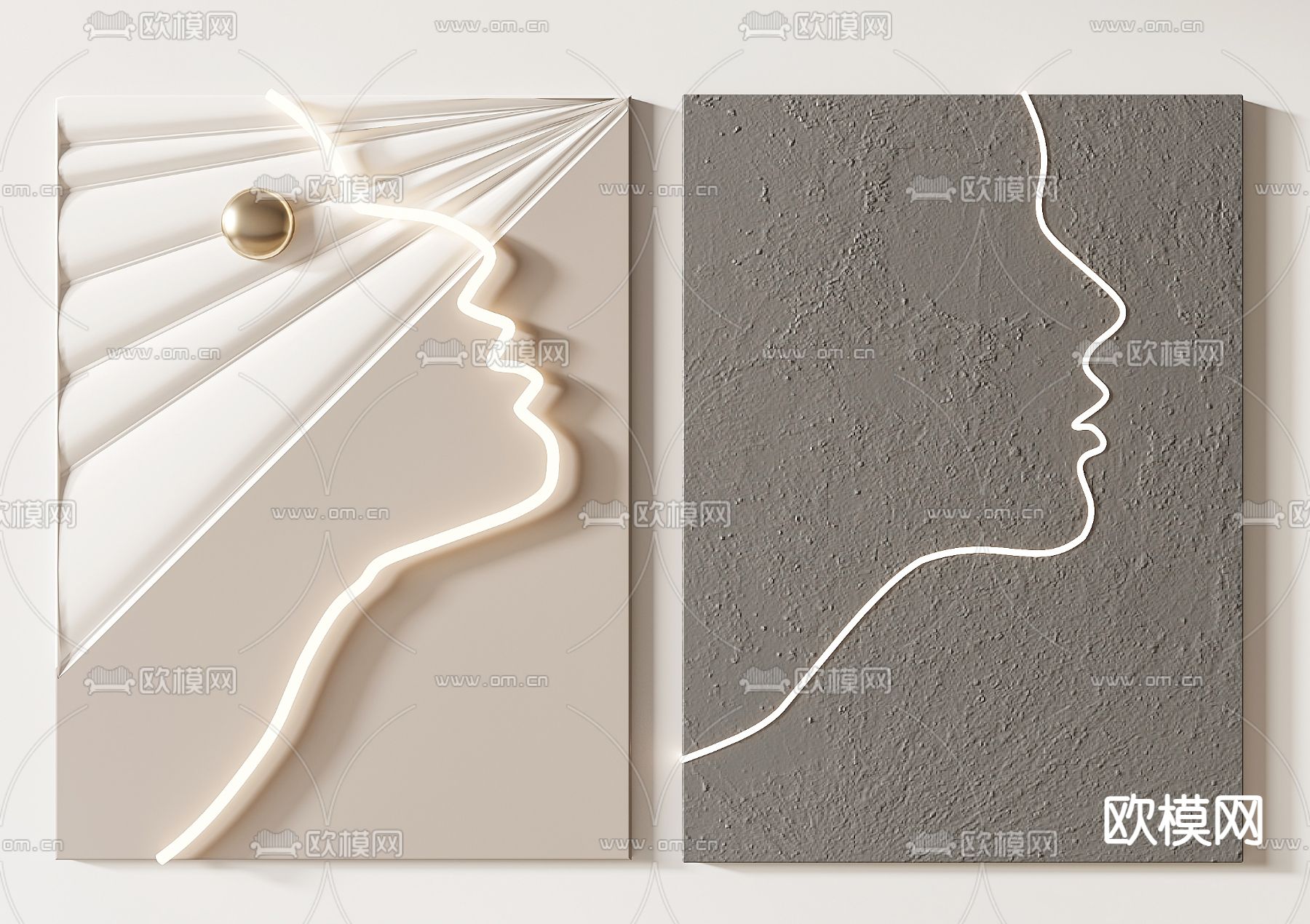 人脸立体画 装饰画 抽象画3d模型下载