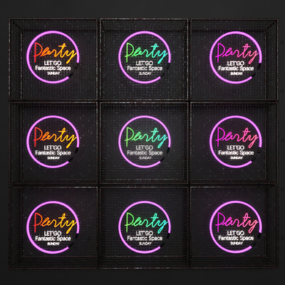  霓虹灯字 英文字 发光字su模型 