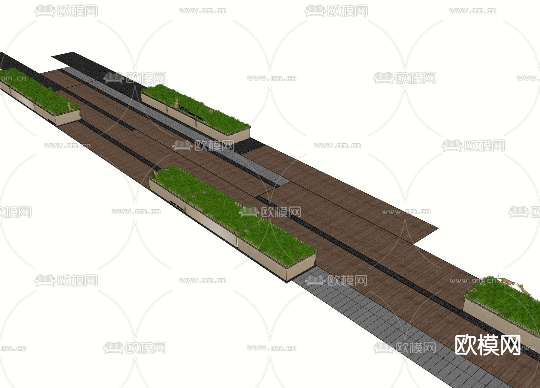 树池花池花箱su模型下载（渲染图3）