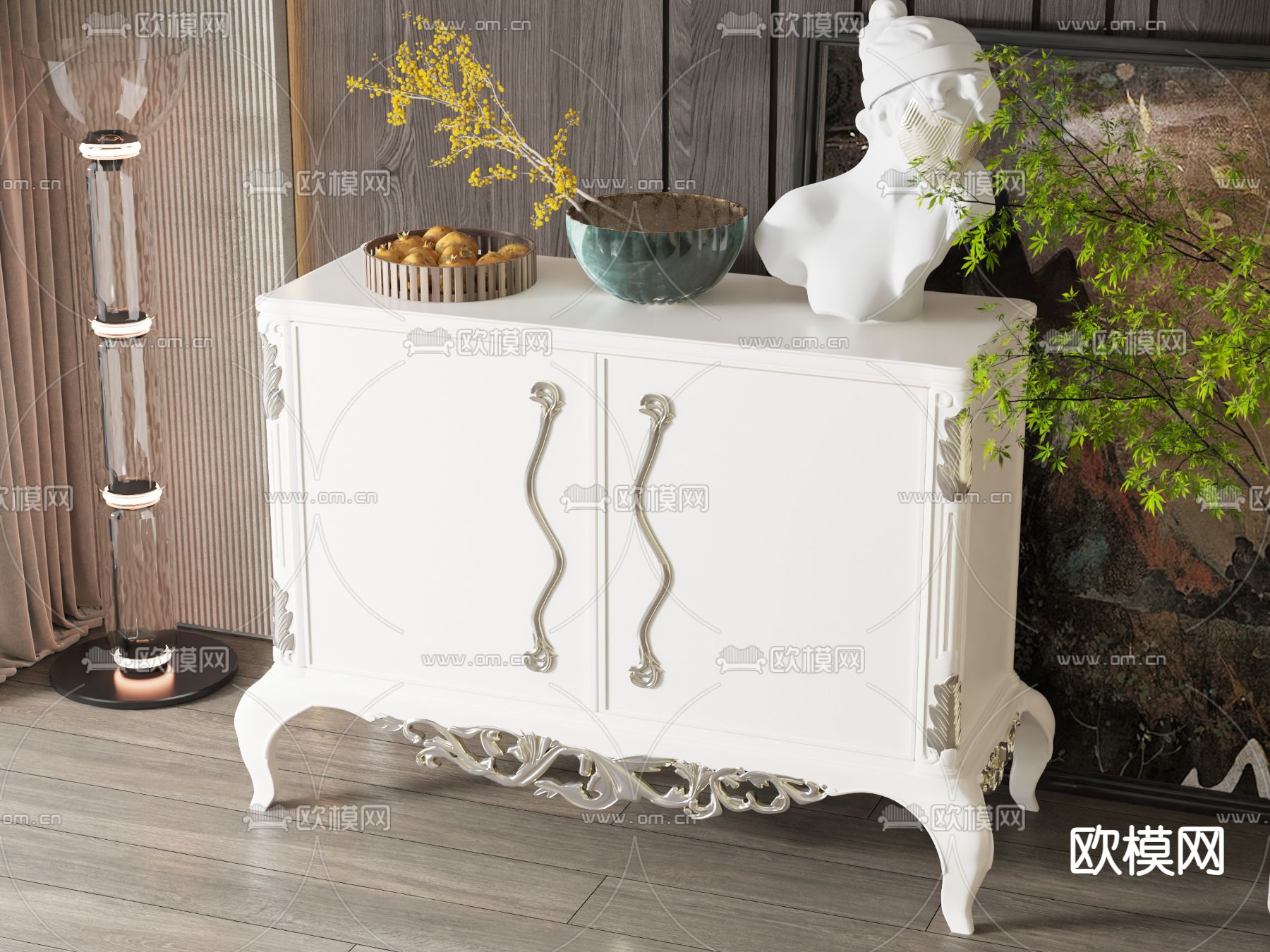 美式玄关柜 边柜 端景柜3d模型下载