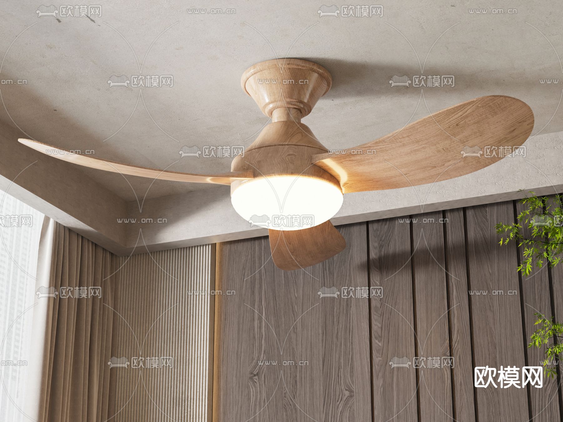 北欧吊扇灯3d模型下载