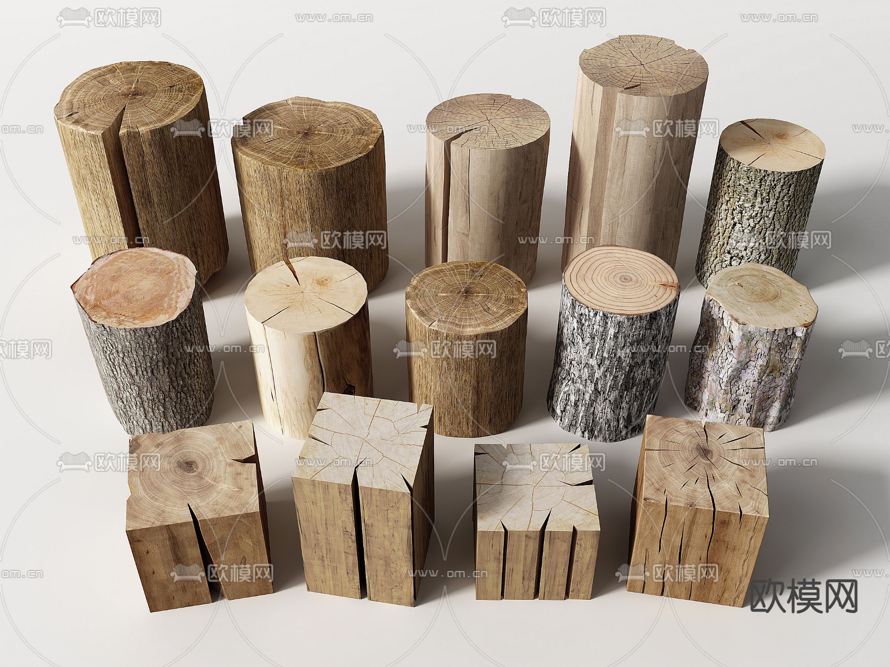木凳子 木桩 木头 树桩3d模型下载