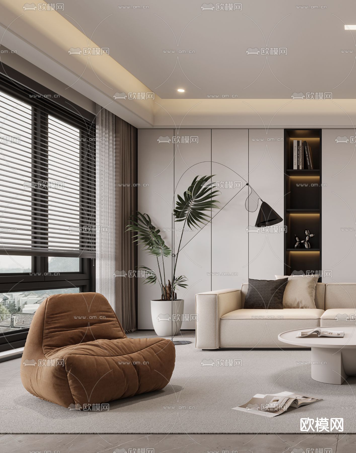 现代客厅3d模型下载（渲染图3）