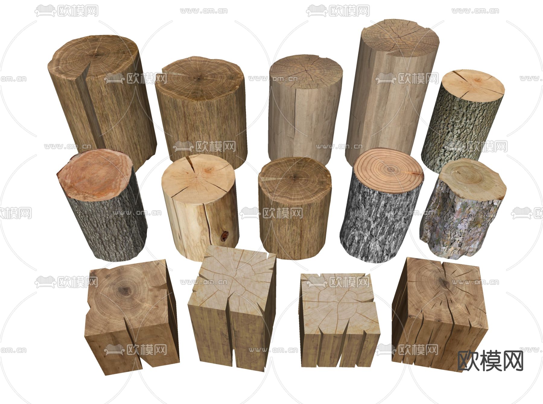 木桩 木头 木凳su模型下载（渲染图2）