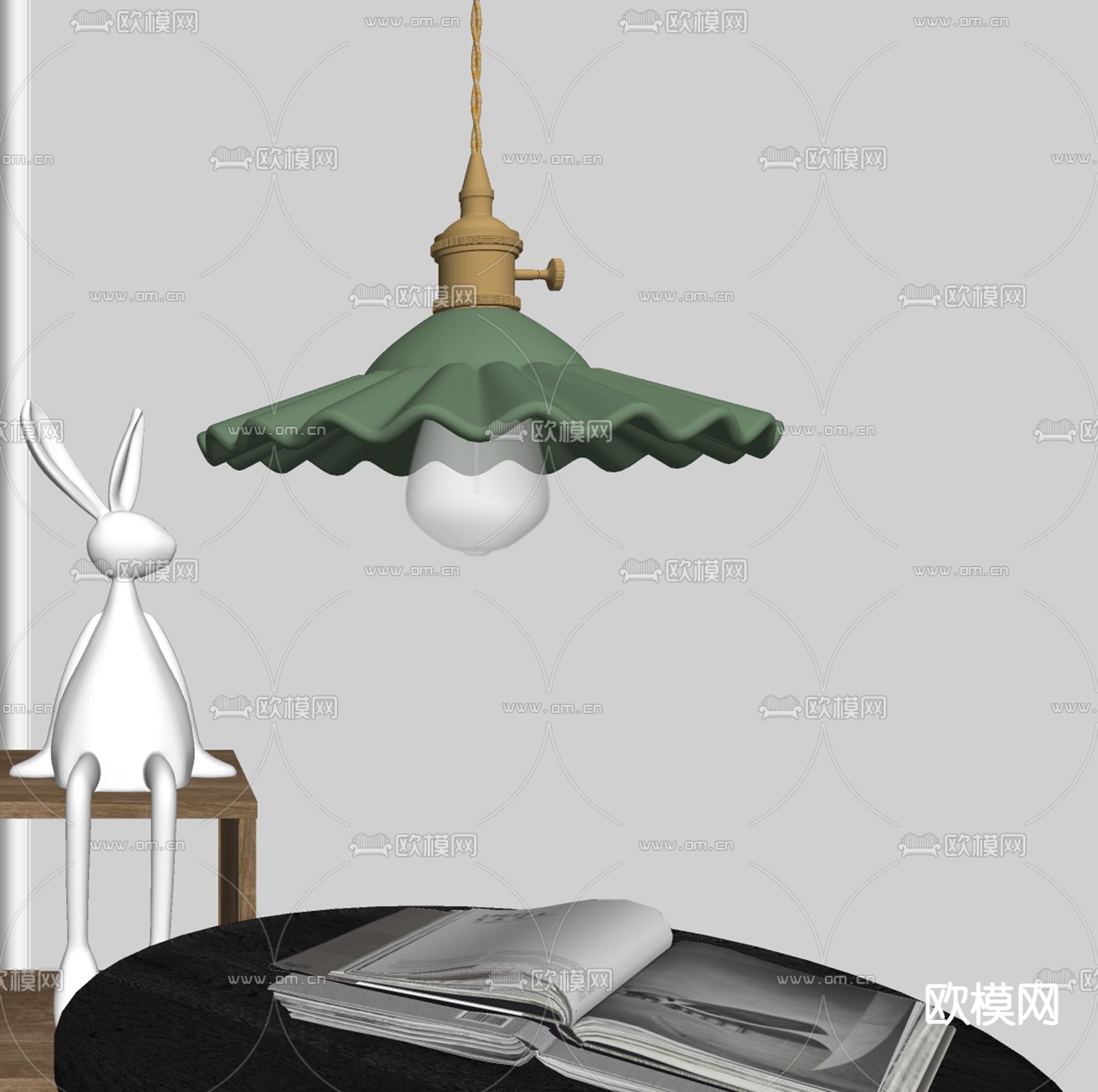 法式复古吊灯su模型下载（渲染图2）
