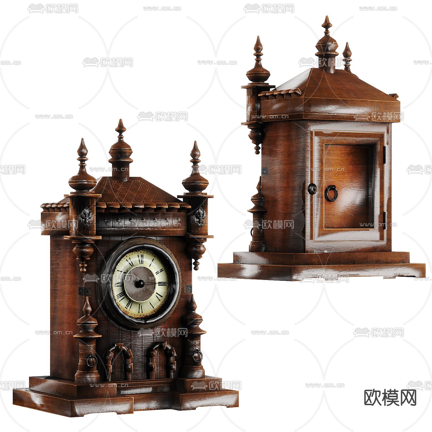 美式复古钟表3d模型下载_ID14133325_3dmax免费模型-欧模网