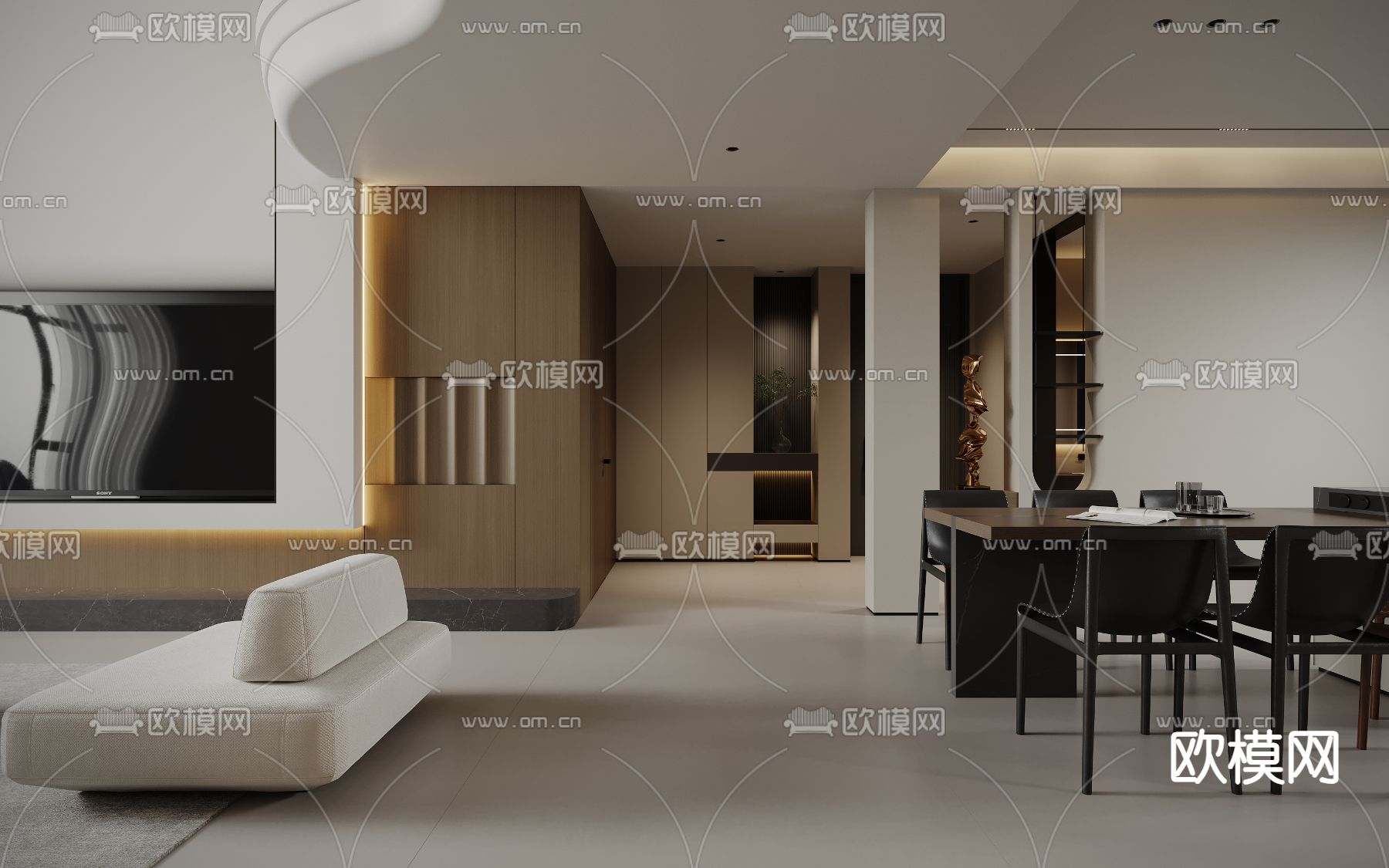 别墅客厅 别墅大堂3d模型下载（渲染图5）