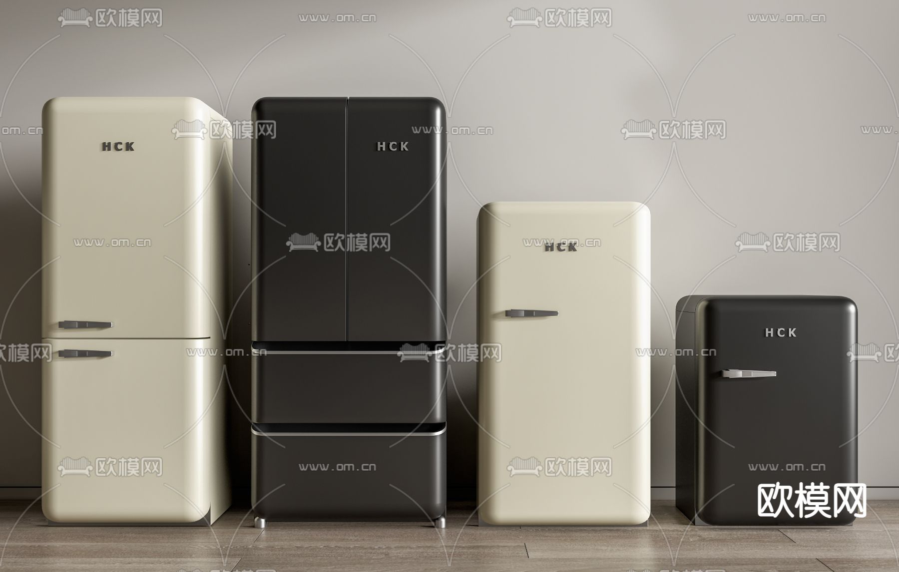 复古小冰箱 迷你冰箱su模型下载（渲染图1）