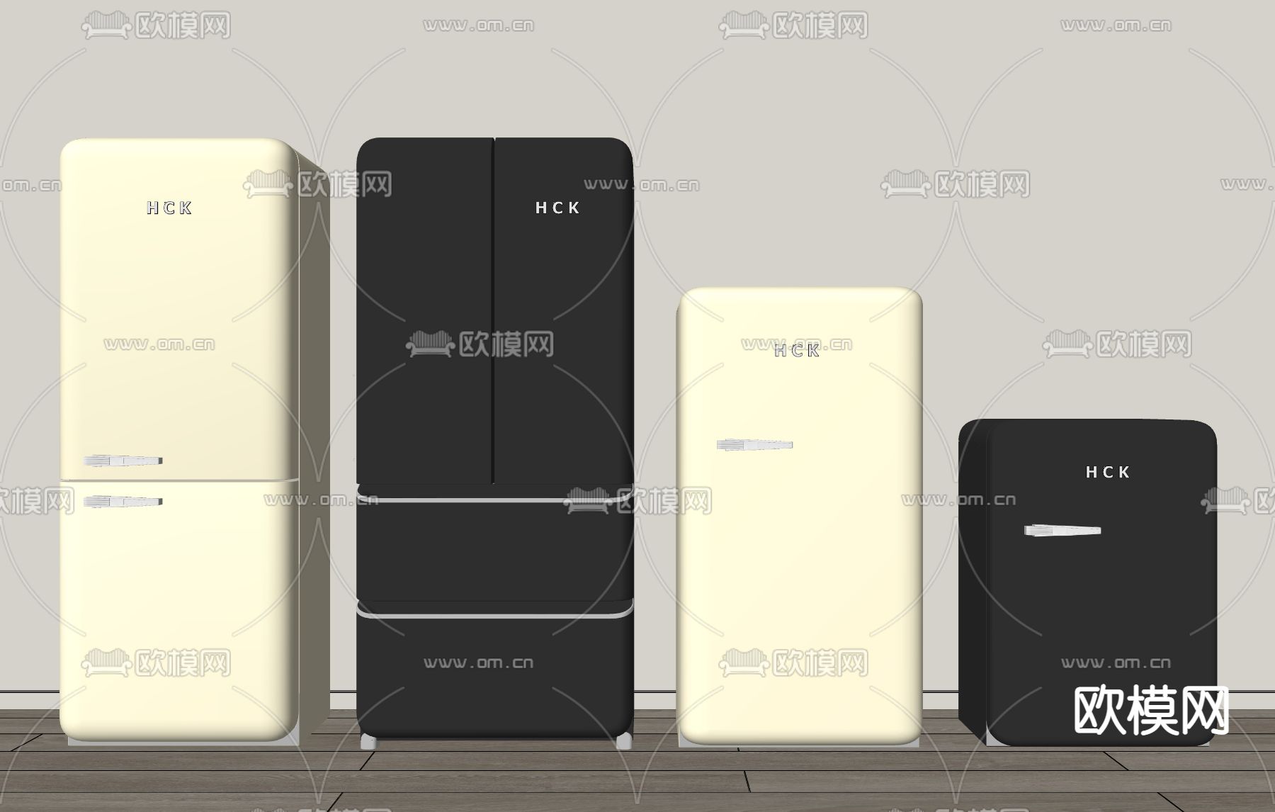 复古小冰箱 迷你冰箱su模型下载（渲染图2）