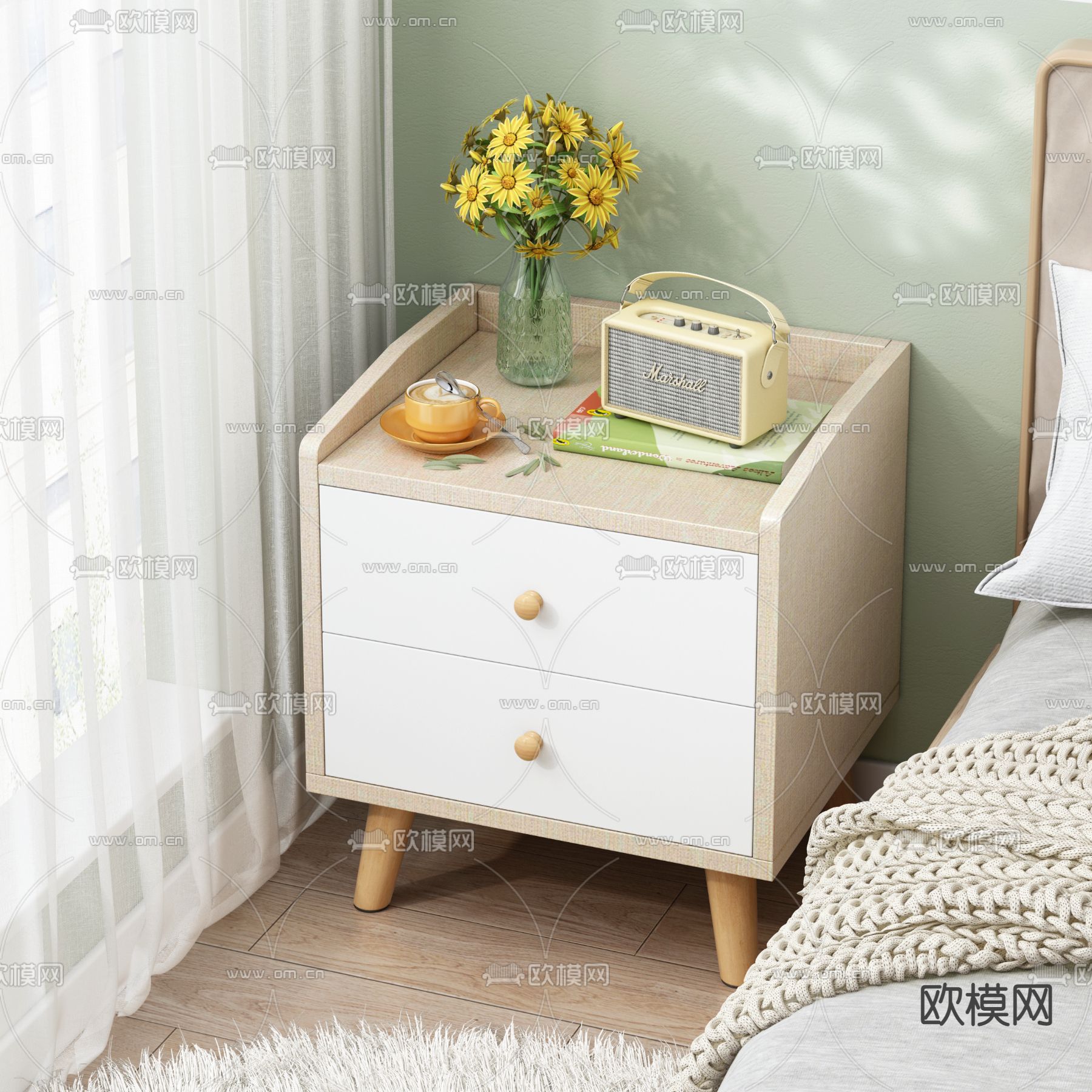北欧床头柜3d模型下载