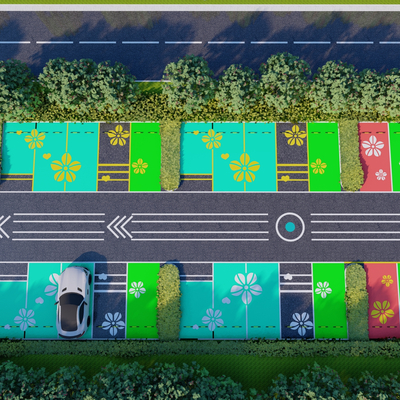 现代爱心停车位su模型