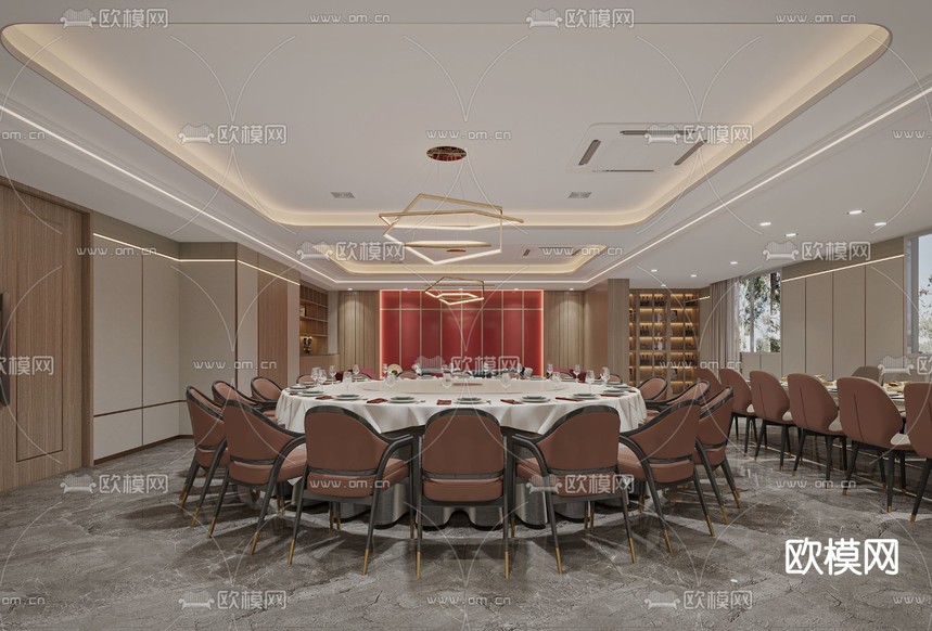 现代餐厅包房3d模型下载(渲染图2)