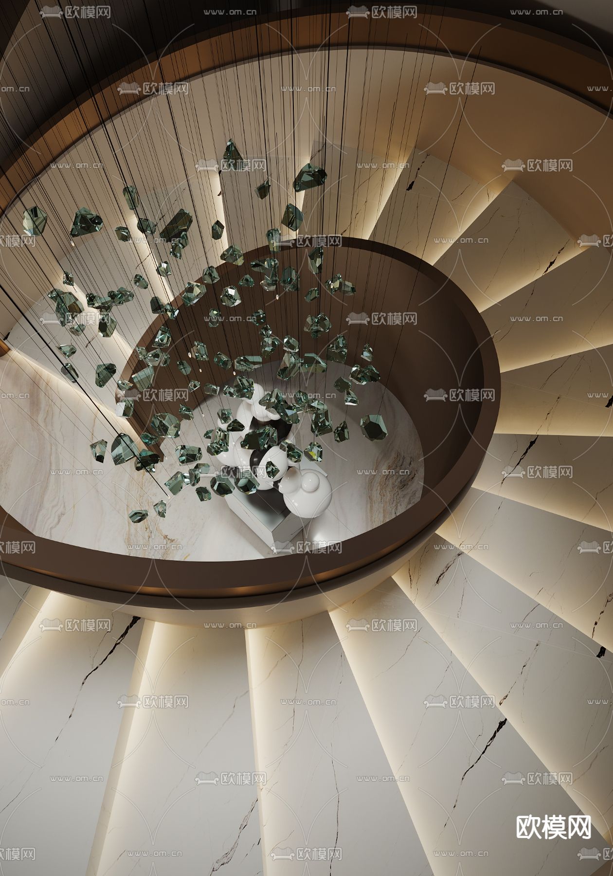 法式别墅客厅 别墅大堂3d模型下载（渲染图7）