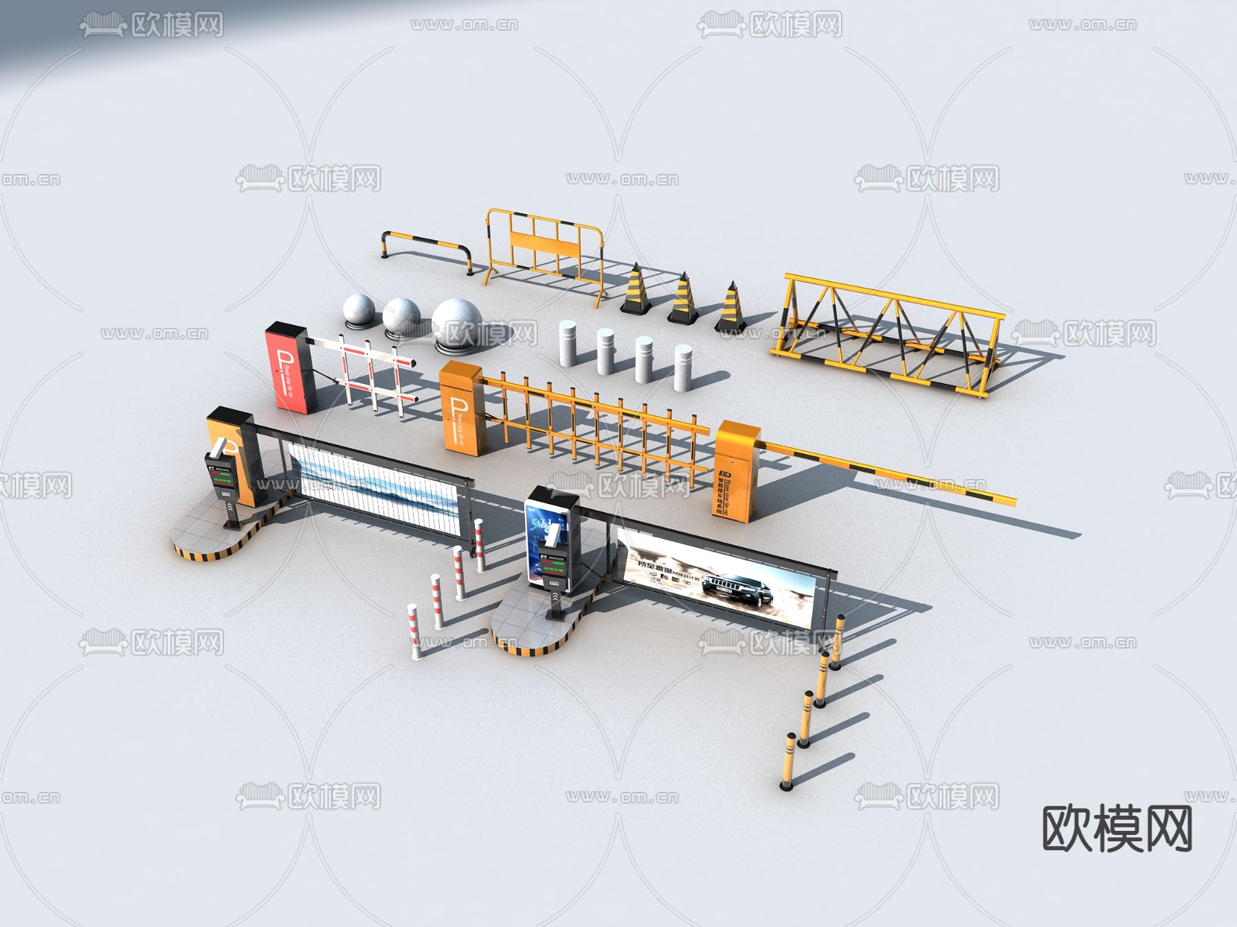现代收费杆3d模型下载
